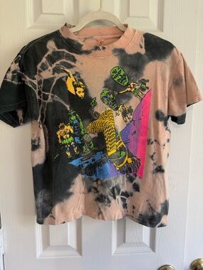 Vintage First Score Tie Dye Graphic Tee Skater Art 90s Style L